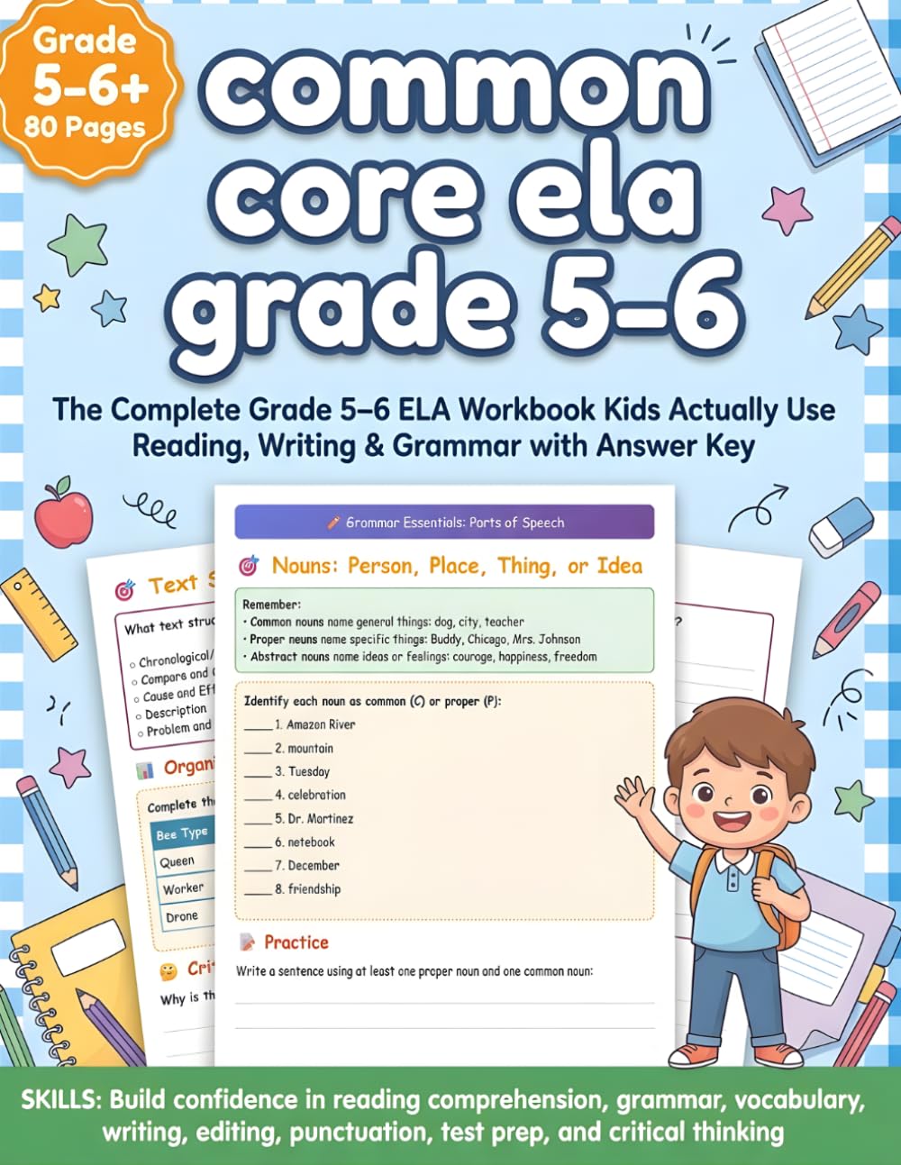 Common Core ELA Grade 5-6: Daily Reading Comprehension, Grammar & Writing Practice for 5th & 6th Grade | Common Core Language Arts Workbook with Answer Key (Common Core ELA Workbooks by Grade)