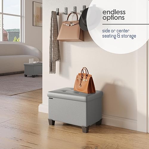 Miniatura 123 de Otomana plegable para dormitorio o sala de estar, con contenedores de almacenamiento, reposapiés para el extremo de la cama, soporta hasta 660 lb,