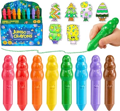 Jar Melo Jumbo Crayons for Toddlers 1-3, 8 Colors Non Toxic Beeswax Crayon | Unbreakable Fat Crayons Easy to Hold, Washable, Baby Safe, Mess Free Coloring for Toddlers, Art Supplies Gifts Back to School
