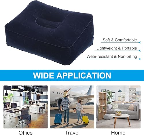 Miniatura 5 de PATIKIL Almohada inflable para reposapies de viaje, paquete de 2 cojines inflables para asiento de automóvil, reposapiés para piernas para avión,