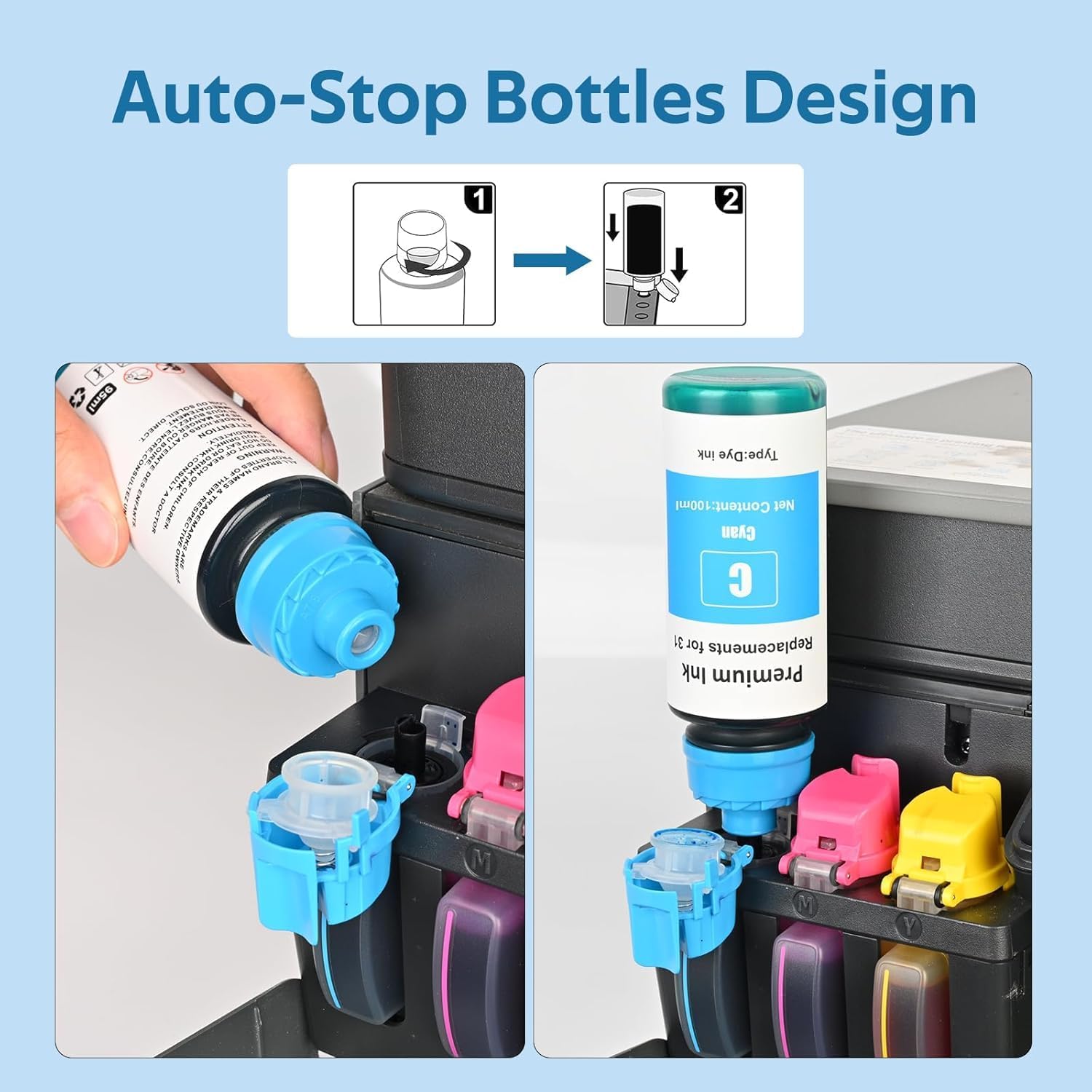 31 32XL Ink Bottle Set Smart Tank 7602 6001 Ink Refill Compatible with HP 31 Ink 32XL Black Ink Bottle Set for Smart Tank 7602 5101 5000 651 5103 6001 7301 7001 7302 5102 7002 7006 Printer