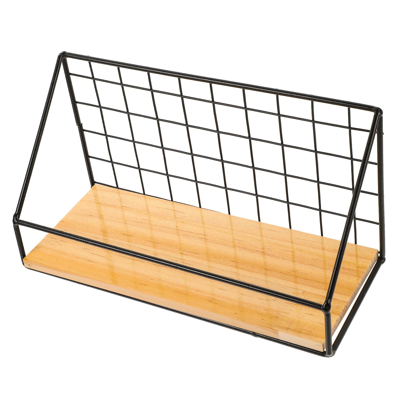 Estante de almacenamiento de hierro y madera negro COHEALI para pared de sala de estar