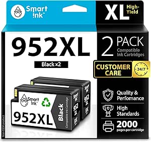 Smart Ink Compatible Ink Cartridges Replacement for HP 952XL HP 952 XL (2 Black Combo Pack) to use with HP Printer OfficeJet Pro 8710 7740 8720 8715 8210 7720 8740 8725 8700 OfficeJet 8702