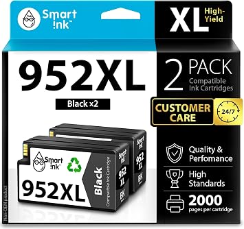 Smart Ink Compatible Ink Cartridges Replacement for HP 952XL HP 952 XL 2 Black Combo Pack to use with HP Printer OfficeJet Pro 8710 7740 8720 8715 8210 7720 8740 8725 8700 OfficeJet 8702
