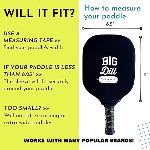 Miniatura 4 de Big Dill Pickleball Co. - Funda individual de neopreno para palas de pickleball - Funda para raquetas de pickleball de hasta 8.25 pulgadas de ancho