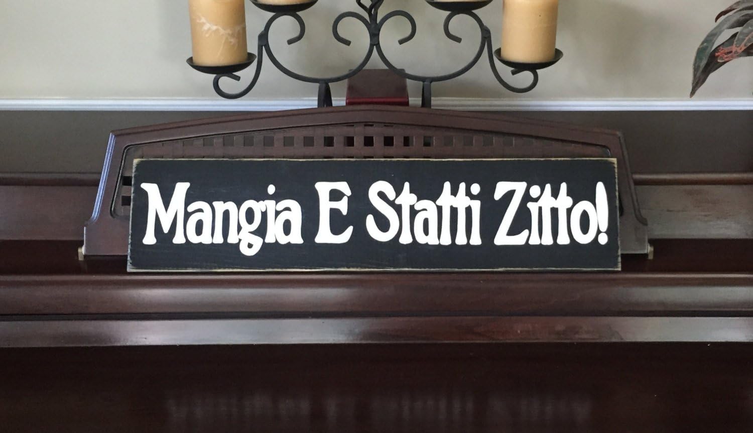 Ruskin352 Mangia E Statti Zitto Italian For Shut Up and Eat Kitchen Dining Room Sign Wall Plaque Hand Painted Wooden Sign