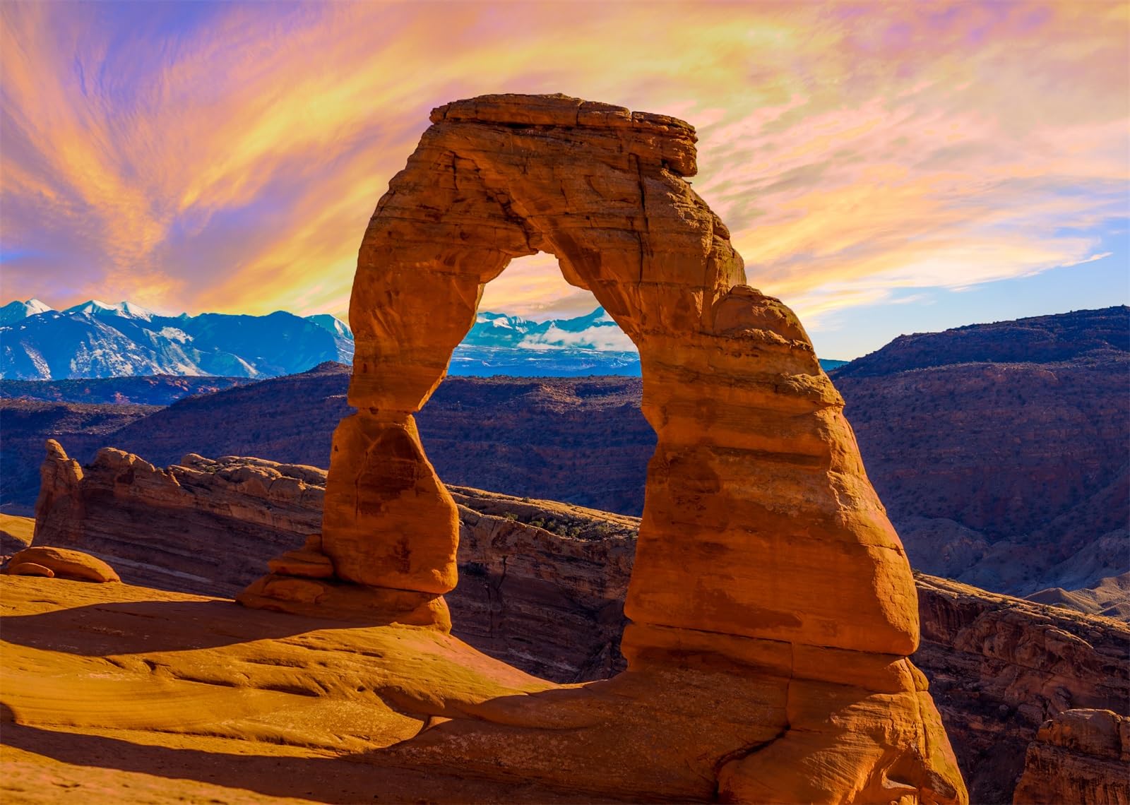 CORFOTO 5x3ft Fabric Utah Arches National Park Backdrop for Photography Beautiful Sunset Natural Scenery Photo Background for Home Wall Decor Kids