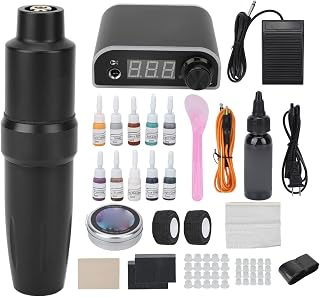 Tattoo Pen Kit, Rotarys Tattoo Machine Pen LED Power Supply Prevent Fatigue Complete Tattoo Kit 100‑240V(#2)