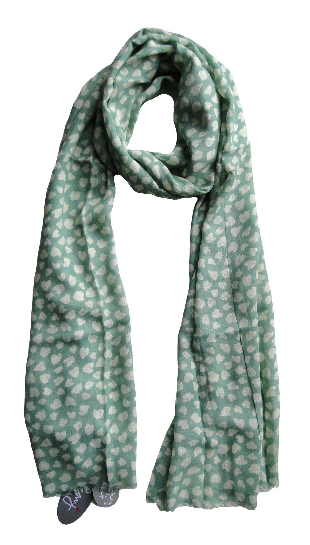 The Olive House Women's Sage Green The Olive House® Beautiful Hearts Scarf In