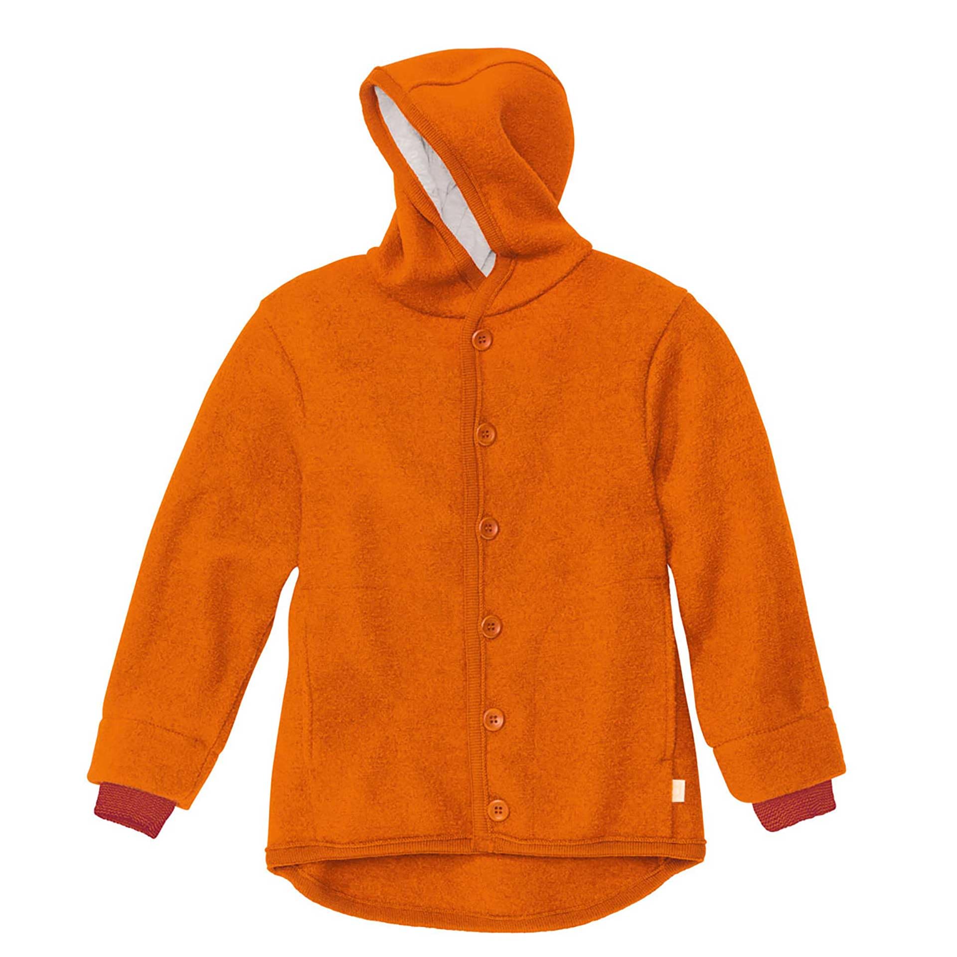 Disana Unisex Infant Orange Walk Jacket, 100% Organic Merino Wool Gots, Ivn Best | With Hood | Baby Toddler Child | Made In Germany, 74-80