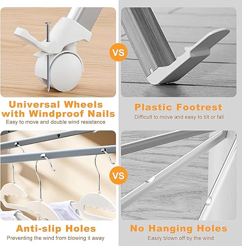 Miniatura 5 de Tendedero de Ropa de Cuatro Patas, Portátil y Plegable que Ahorra Espacio, Tendedero de Secado de Ropa para Exteriores Plegable con 4 Poleas y 16