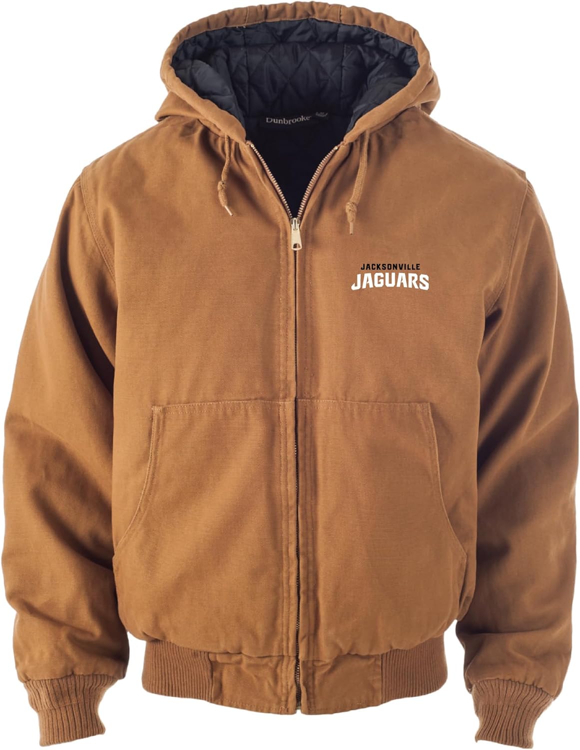 Dunbrooke NFL Jacksonville Jaguars Dakota Canvas Quilt Lined Hooded Jacket, Coffee, Medium
