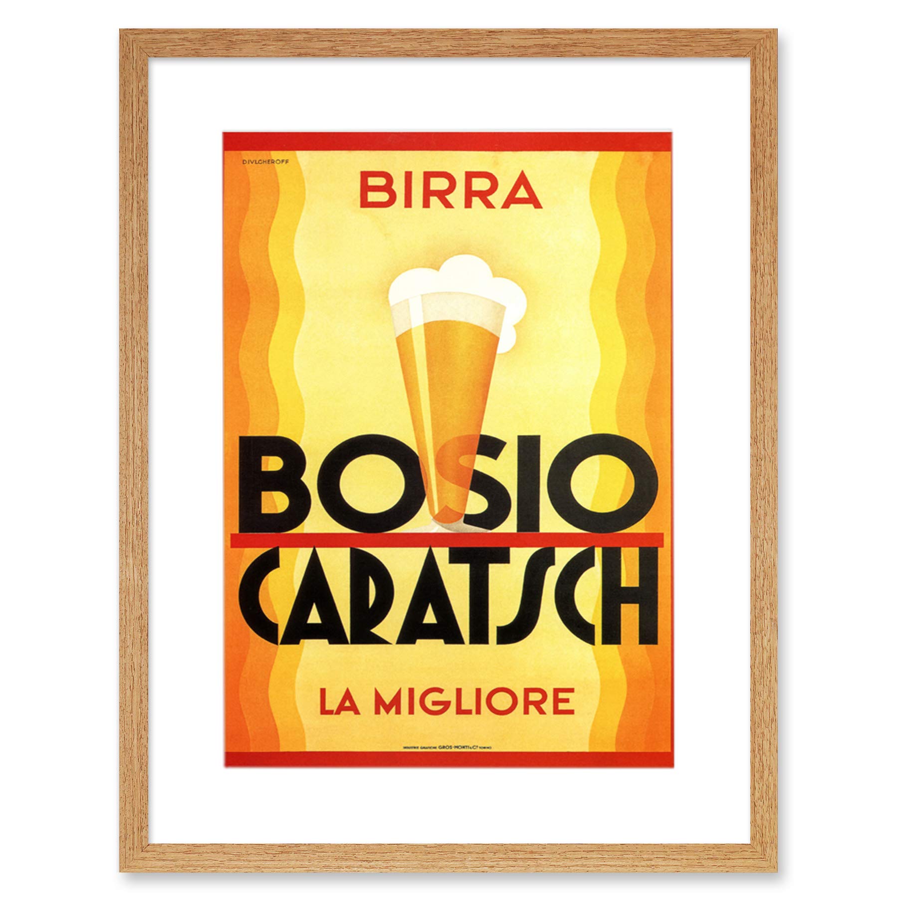 Wee Blue Coo Alcohol Beer Bosio Caratsch Italy Vintage Artwork Framed Wall Art Print 12X16 Inch