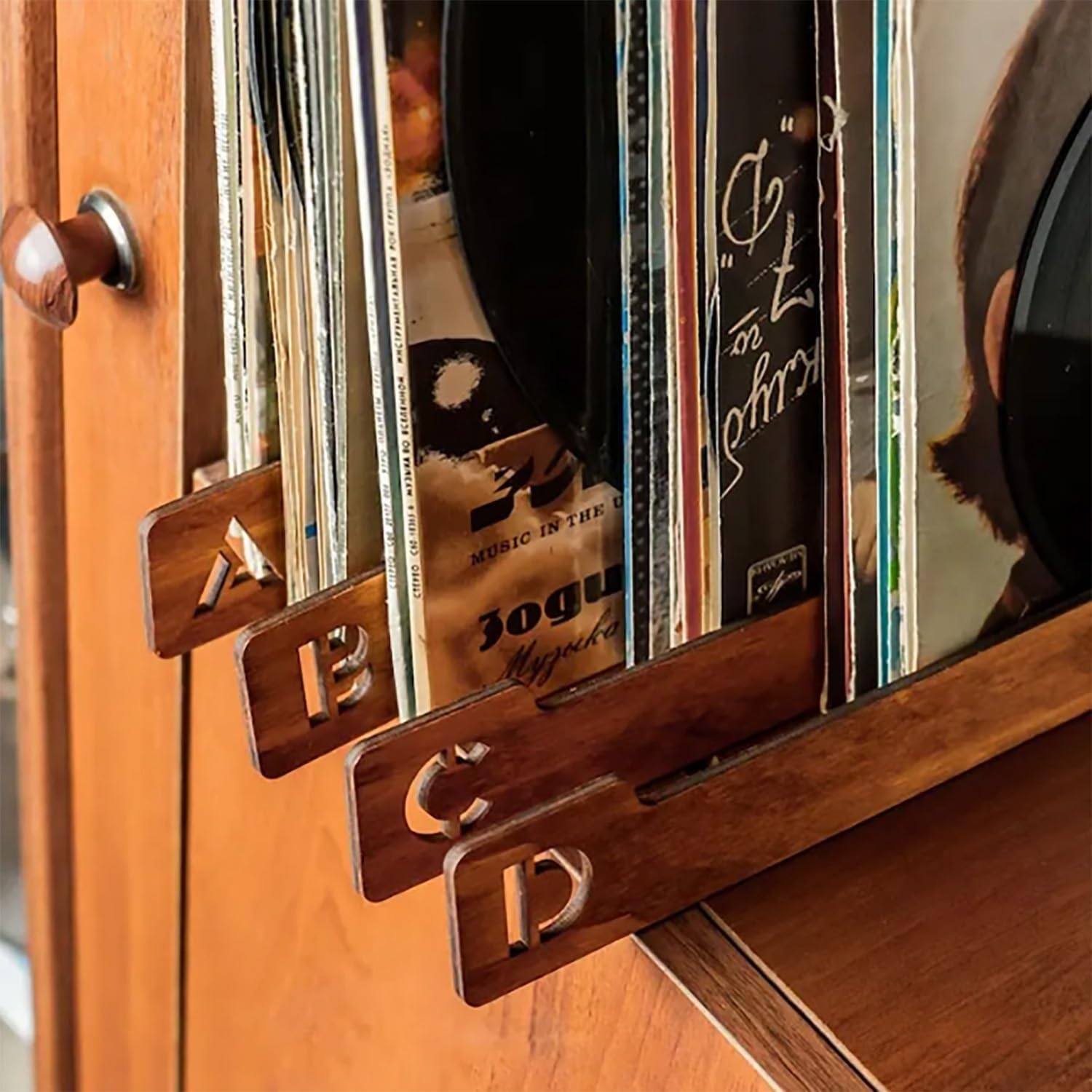 26 divisores alfabéticos de madera para almacenamiento de vinilo, 26 separadores de discos A-Z horizontales verticales, para álbumes, CD, DVD, libros multimedia, accesorios para entusiastas de la
