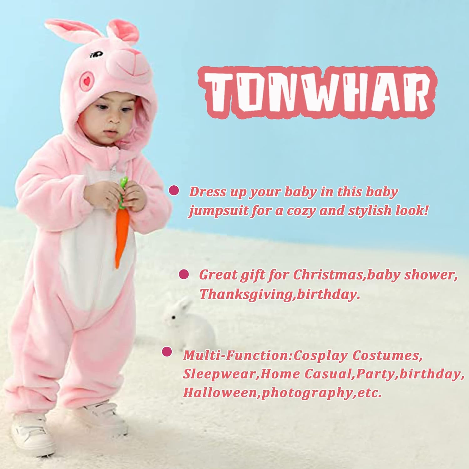 TONWHAR Kids' And Toddlers' Infant Tiger Dinosaur Animal Fancy Dress Costume Outfit Hooded Romper Jumpsuit