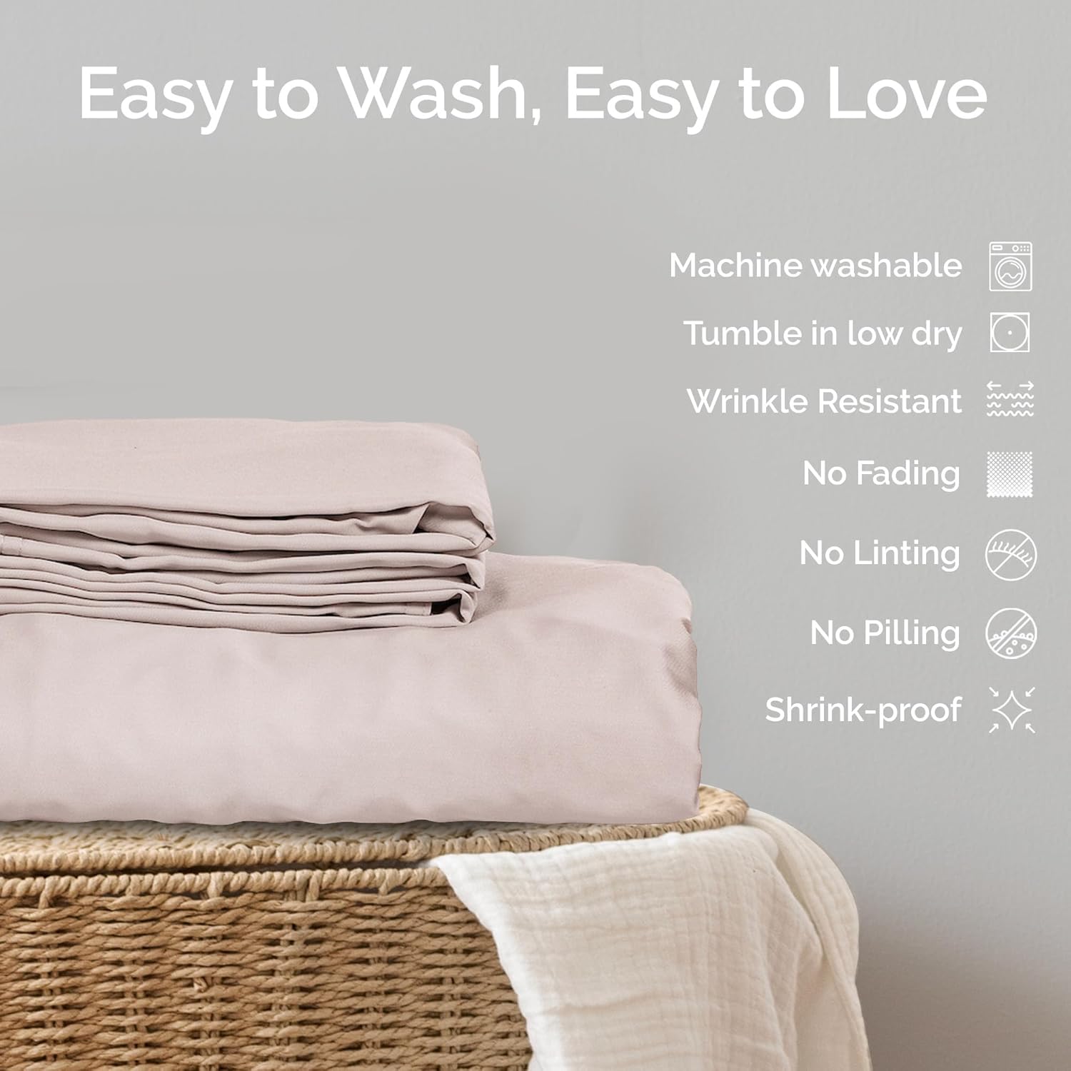 Duvet Cover Set - 100% Viscose Derived from Bamboo Duvet Cover Queen Size, 3 PC Luxury Cooling Duvet Cover for Hot Sleepers, Silky Buttery Soft Comforter Cover & 2 PC Queen Pillowcases, Blush - Image 8