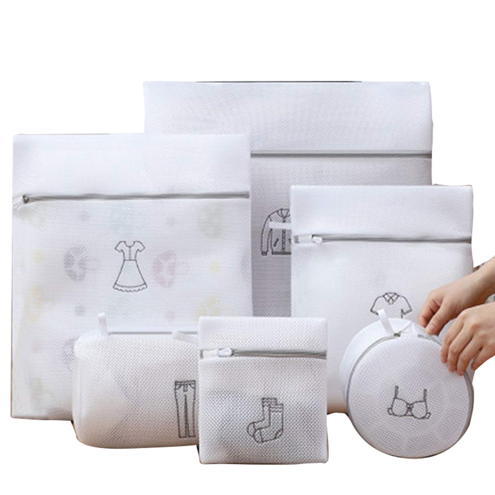6er-Pack Netz-Wäschesäcke aus verdicktem Polyester mit Reißverschluss für Wäsche, Cloud, Unterwäsche, BH