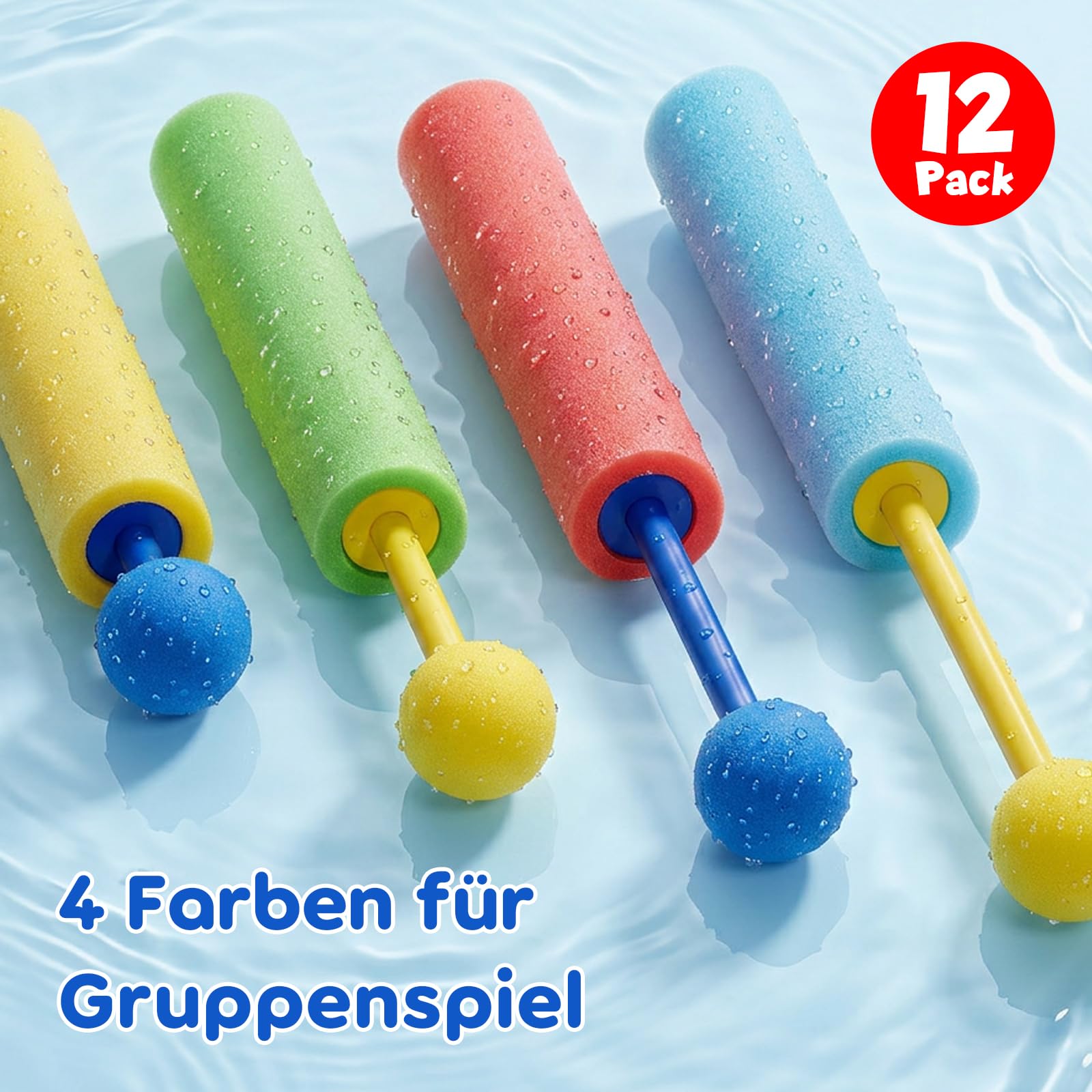 Lehoo Castle Wasserpistole Kinder, 12 Stück Mini Wasserspritze, Schaumstoff Wasserpistolen, Spritzpistole, Pool Spielzeug für Strand & Garten, Sommer Outdoor Wasserspielzeug