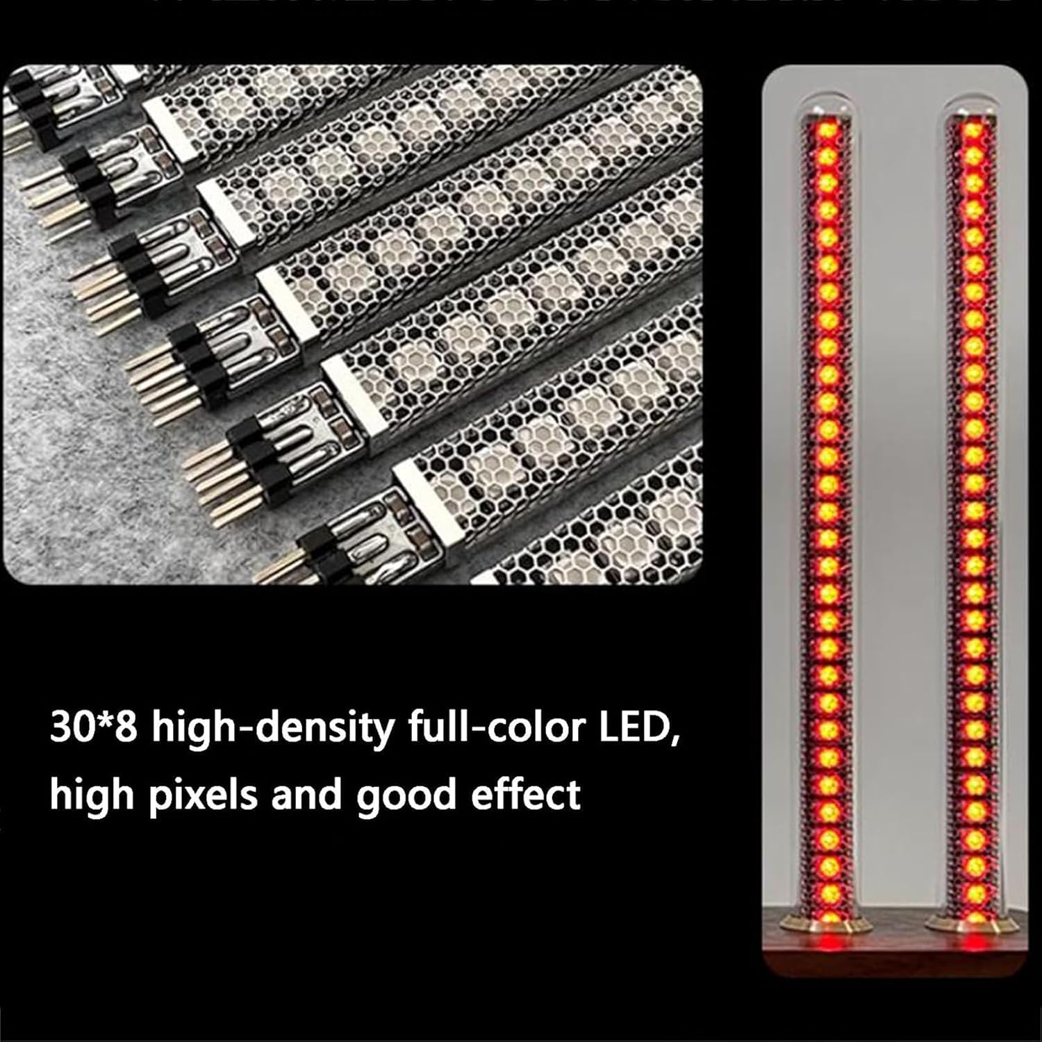 McbeAn Pickup Rhythm Light & Ambient Lamp, Music Spectrum Light with 8 Nixie Tube, Wooden Base and Audio Interface, 6 Kinds of Dynamic Lights, for Desktop, Studio, Gaming Room image 2