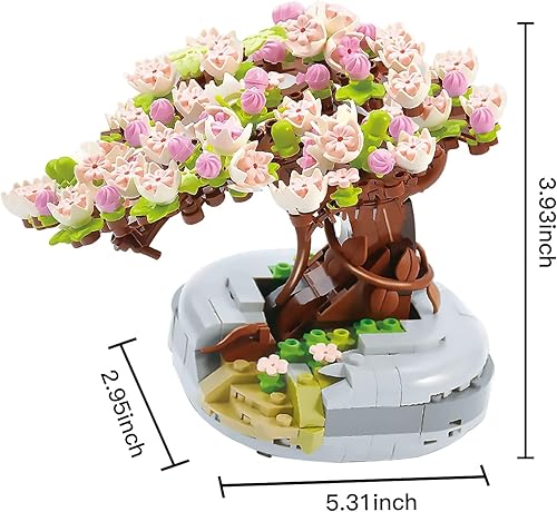 Miniatura 7 de Mini bloques de construcción Sakura Plant Bonsai, simulación creativa de bricolaje, flor de cerezo, colección botánica, ladrillos de construcción,