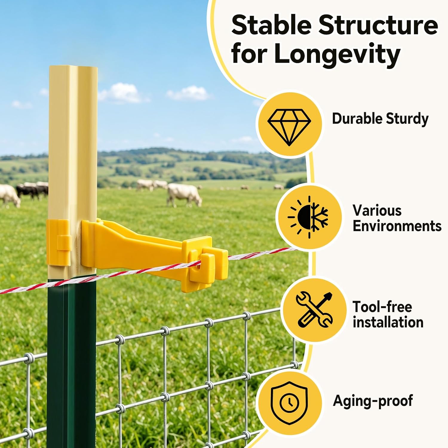 25 Pcs Reversed Extender Tube Post Insulator for Electric Fence Wire,Yellow image 5