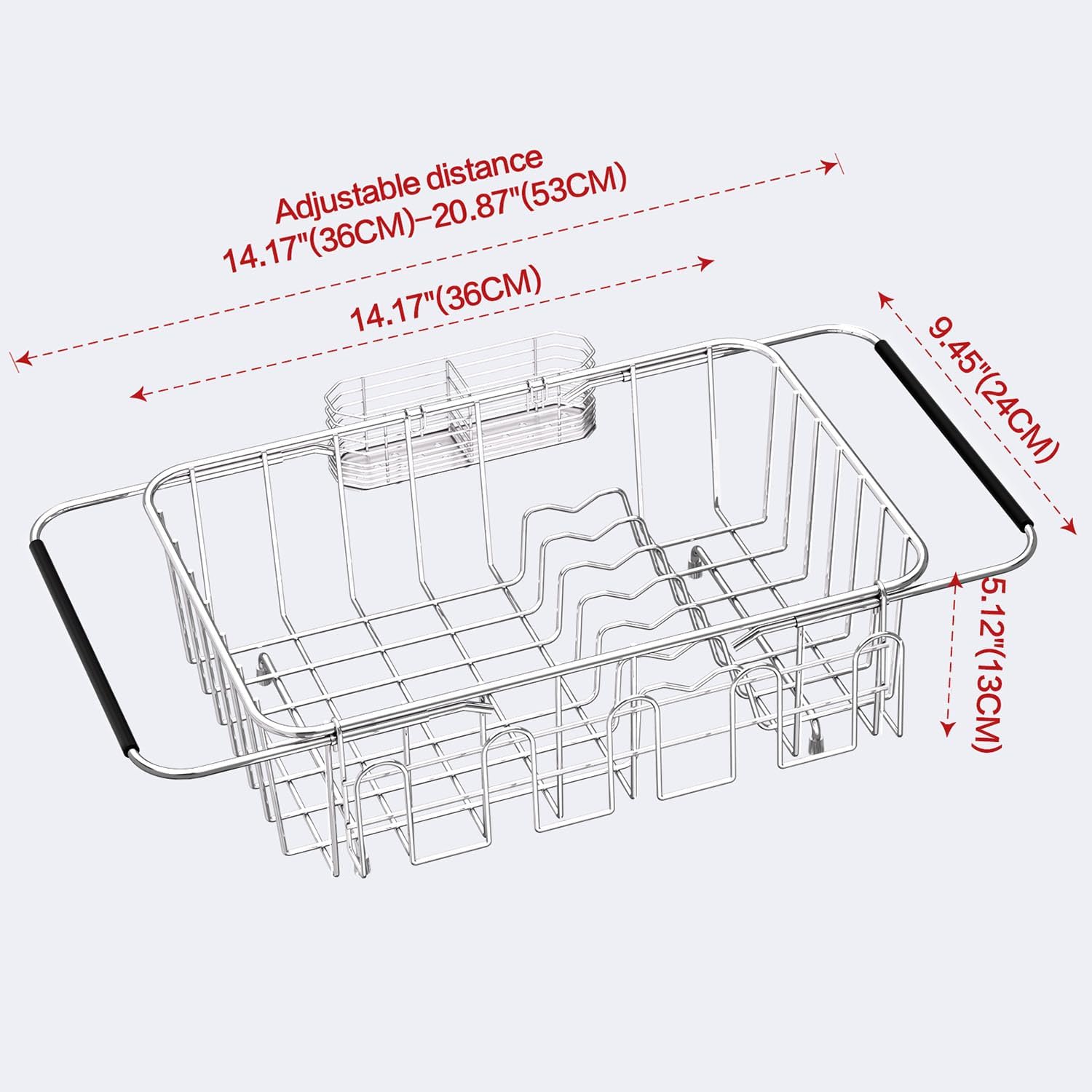 Small Dish Drying Rack in Sink, Extendable Stainless Steel Dish Drainers for Kitchen Counter, Anti-Rust Dish Dryer Rack with Utensil & Cup Holders, for Inside Sink, Over The Sink(for 1-2 People)