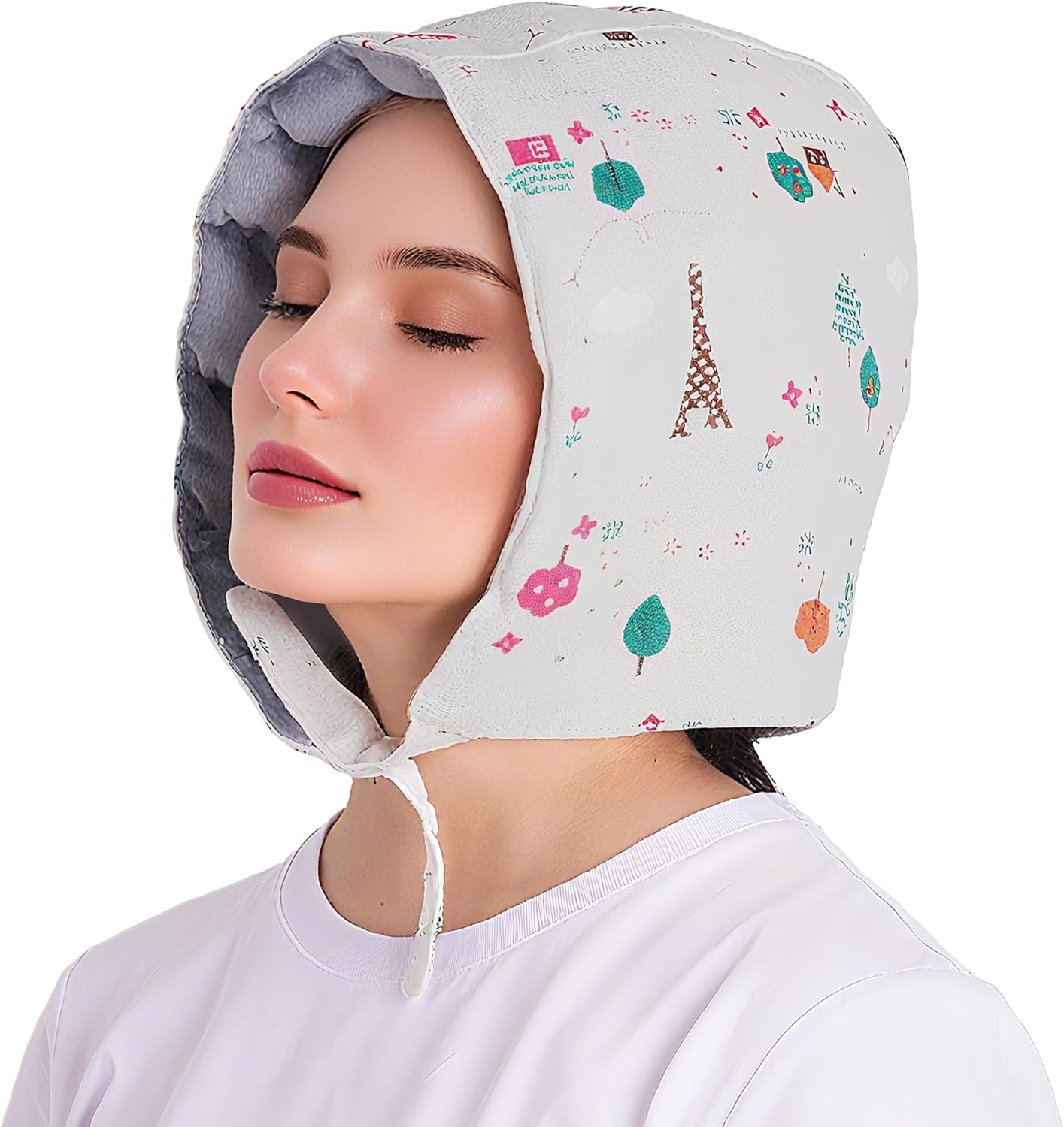 Flaxseed Heating Pad for Tension Headaches, Relief and Deep Conditioning Therapy Hot Cap for Hair Care, Natural Microwave Heating Cap for Head Pressure and Stress Relief