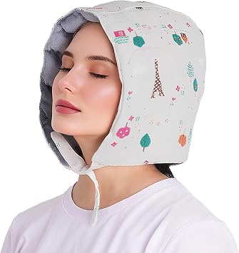 Flaxseed Heating Pad for Tension Headaches, Relief and Deep Conditioning Therapy Hot Cap for Hair Care, Natural Microwave Heating Cap for Head Pressure and Stress Relief