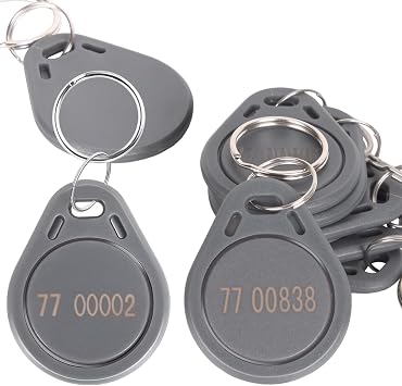 50Thin 26 Bit Proximity Key Fobs, Compatible with ISOProx 1386 1326 H10301 Format Readers,Wiegand Prox Keyfobs , Suitable for Most Access Control SystemsGrey