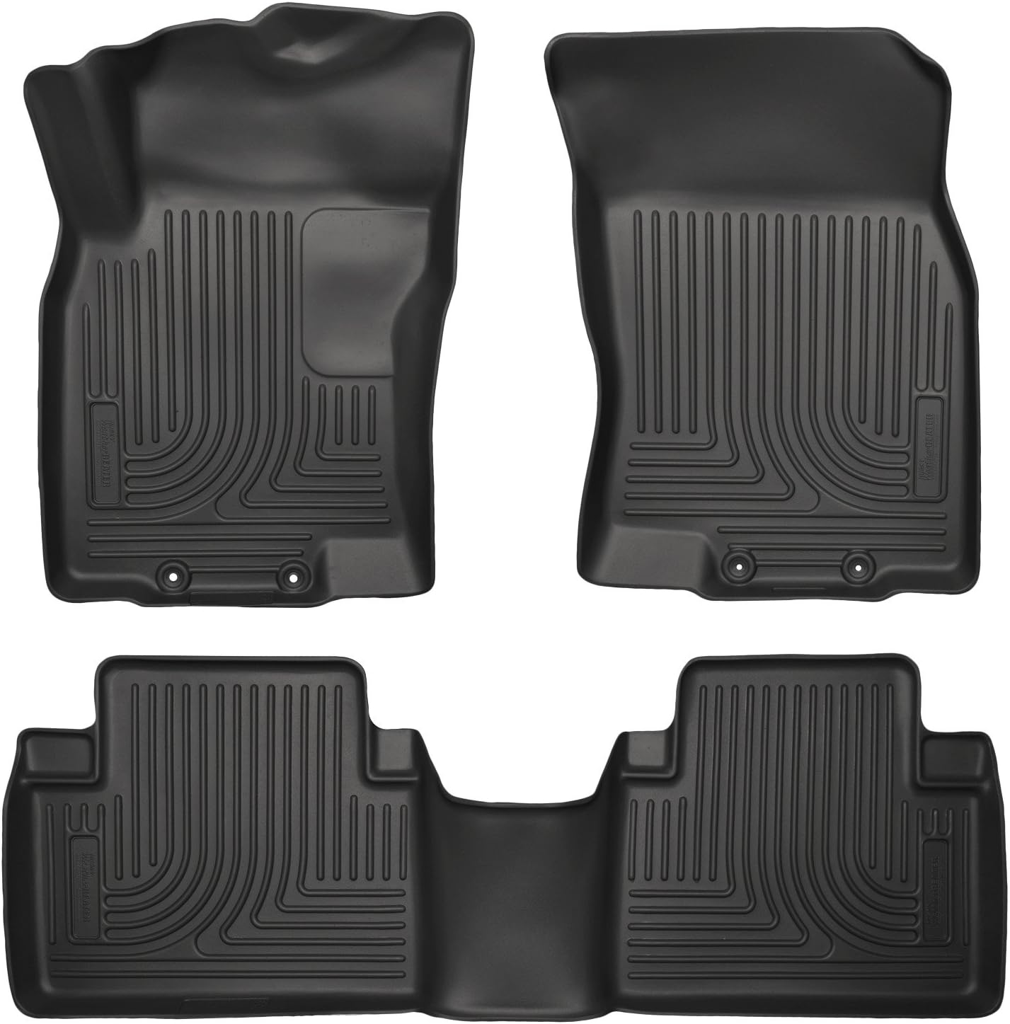 Husky Liners Weatherbeater Floor Mats | Fits 2014-2020 Nissan Rogue (Excludes Sport & Select Models); 2014-2015 Nissan X-Trail | Front & 2nd Row, 3-pc Black - 98671
