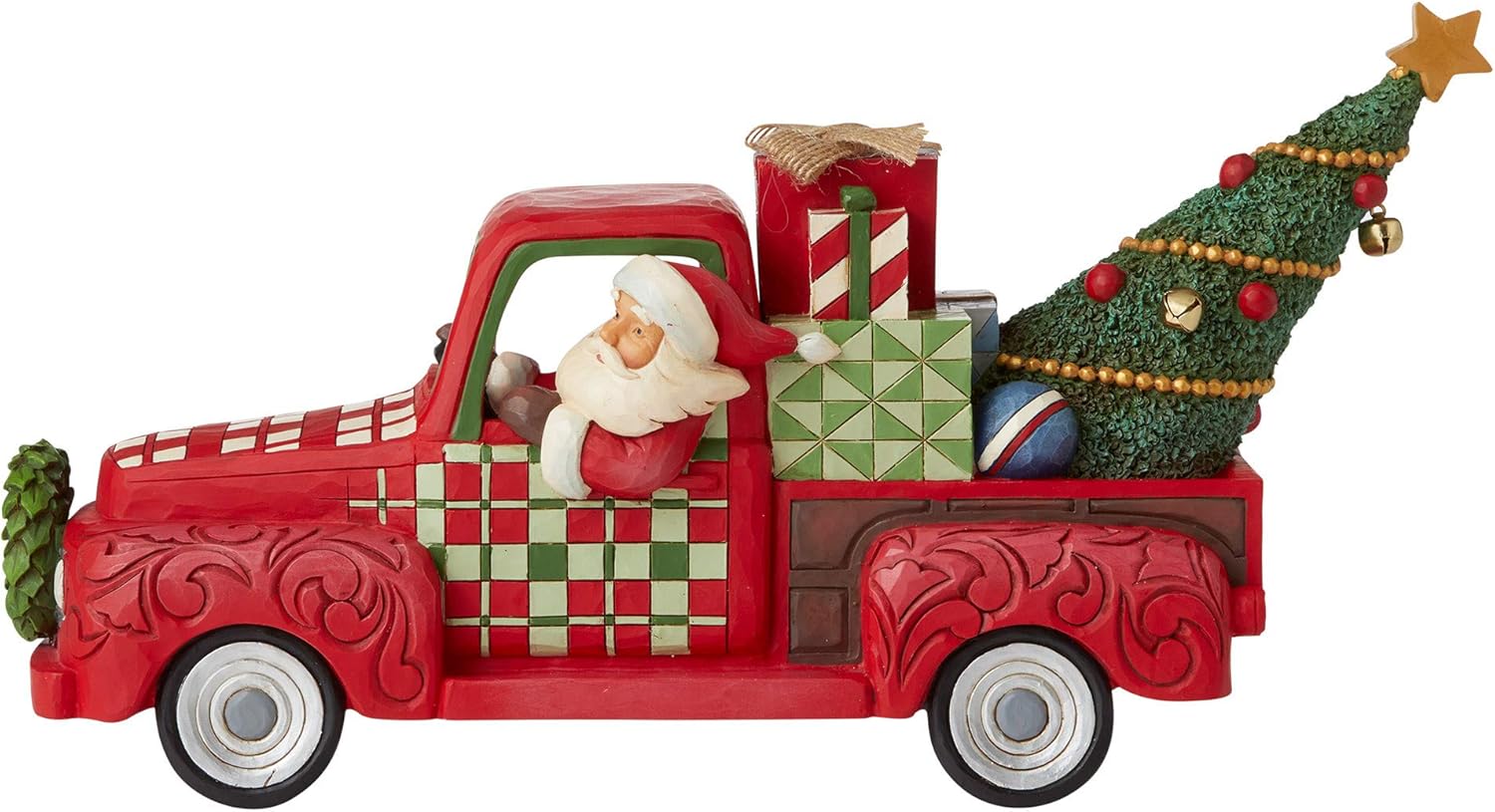 Enesco Jim Shore Country Living Santa in Red Pickup Truck Figurine, 6.8 Inch, Multicolor