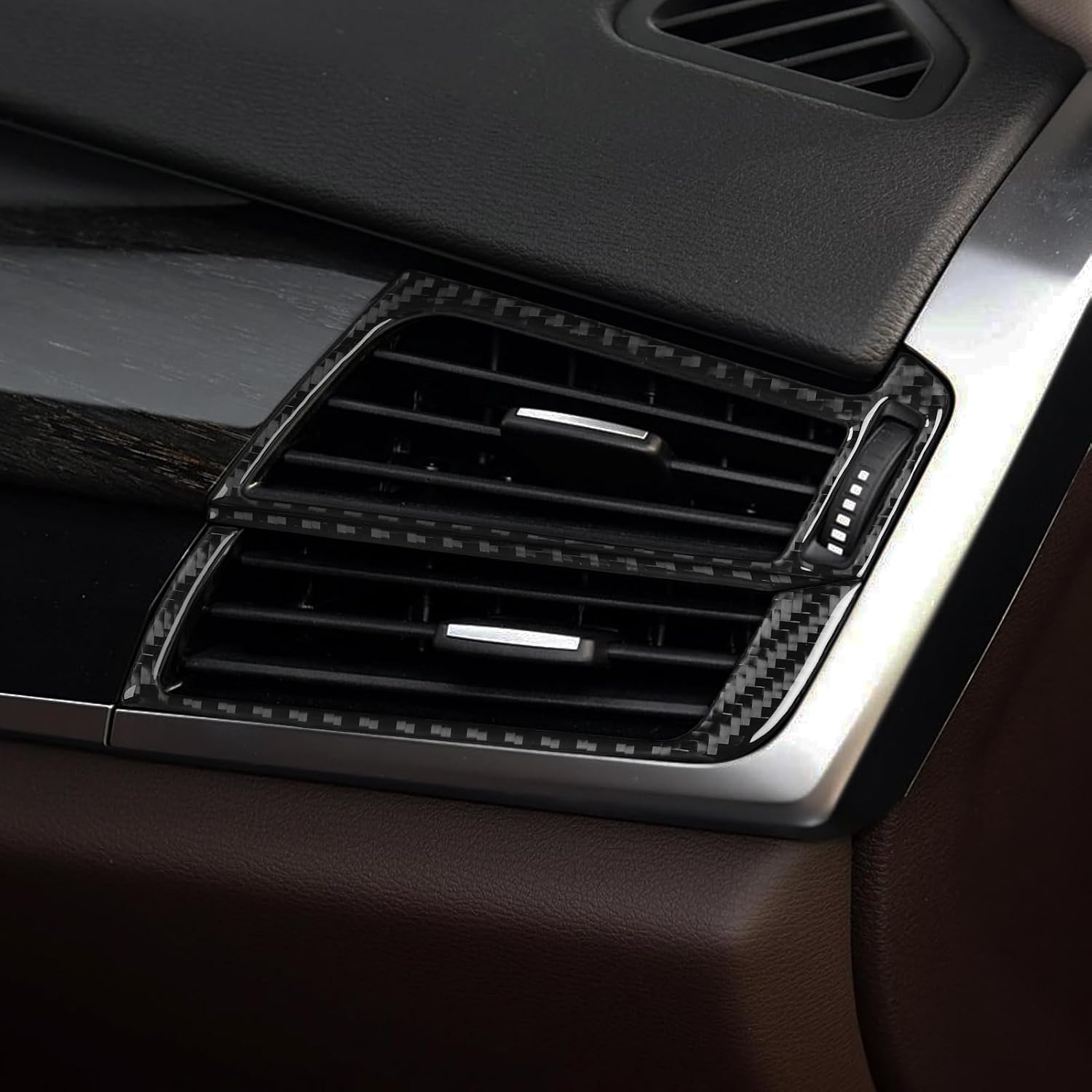 Car Dashboard Decals Instrument Side Air Vent Frame Trim Stickers Real Soft Carbon Fiber Compatible with BMW X5 F15 2014 2015 2016 2017 2018 Accessories Interior Decor