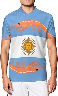 Argentine Red Shrimp Argentina Flag Men’s Soccer Jersey T-Shirts Football Short Sleeve Tee Tops for Training