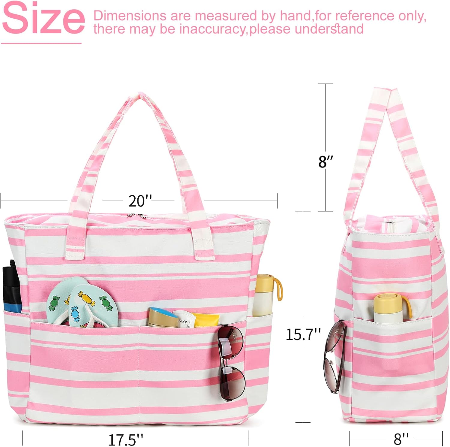 LEDAOU Beach Bag Waterproof Sandproof Women Beach Tote Pool Bag with Zipper for Gym Grocery Travel with Wet Pocket | Sandproof, with Zipper, for Gym, Grocery, Travel, with Wet Pocket - Image 9