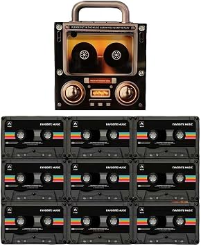 Music Refrigerator Magnet, 1pc Music Player Built-in 128MB Storage and 9pcs Cassette Tapes, Music Fridge Magnet, Decor for Crafts, Kitchen, Office Whiteboard, Cabinet