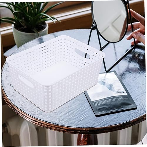 Miniatura 6 de Alipis 2 cestas organizadoras tejidas con borde recortado, cestas de almacenamiento de plástico tejidas de plástico, cestas de almacenamiento para