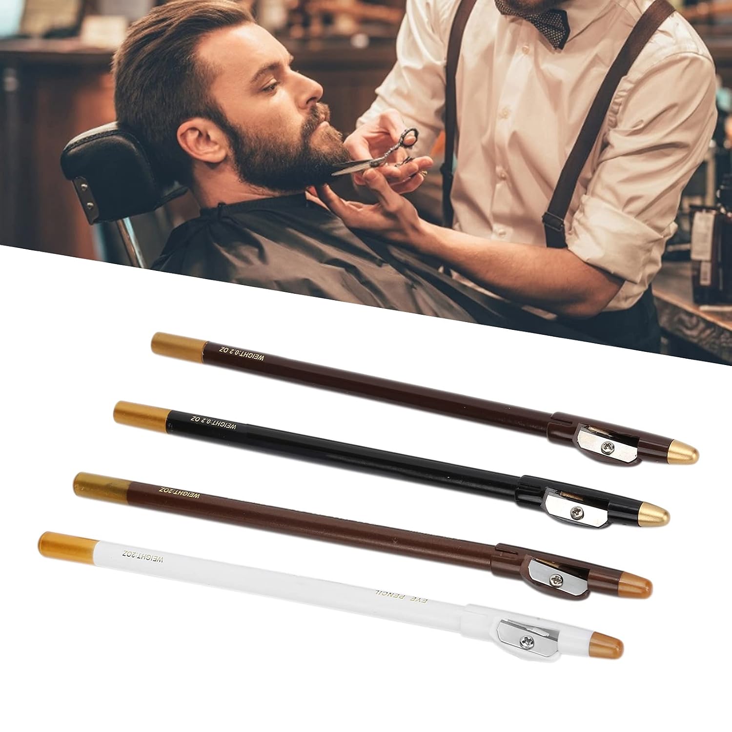 Barber Pencil, 4PCS Beard Pencils With Sharpener Hairline Pencil For Men barber accessories Hairline Pencils for Shaping and Styling