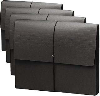 Smead Expanding File Wallet, Flap and Closure, 5-1/4" Expansion, Extra Wide Letter Size, Black, 10 per Box (71119) (Pack of 4)