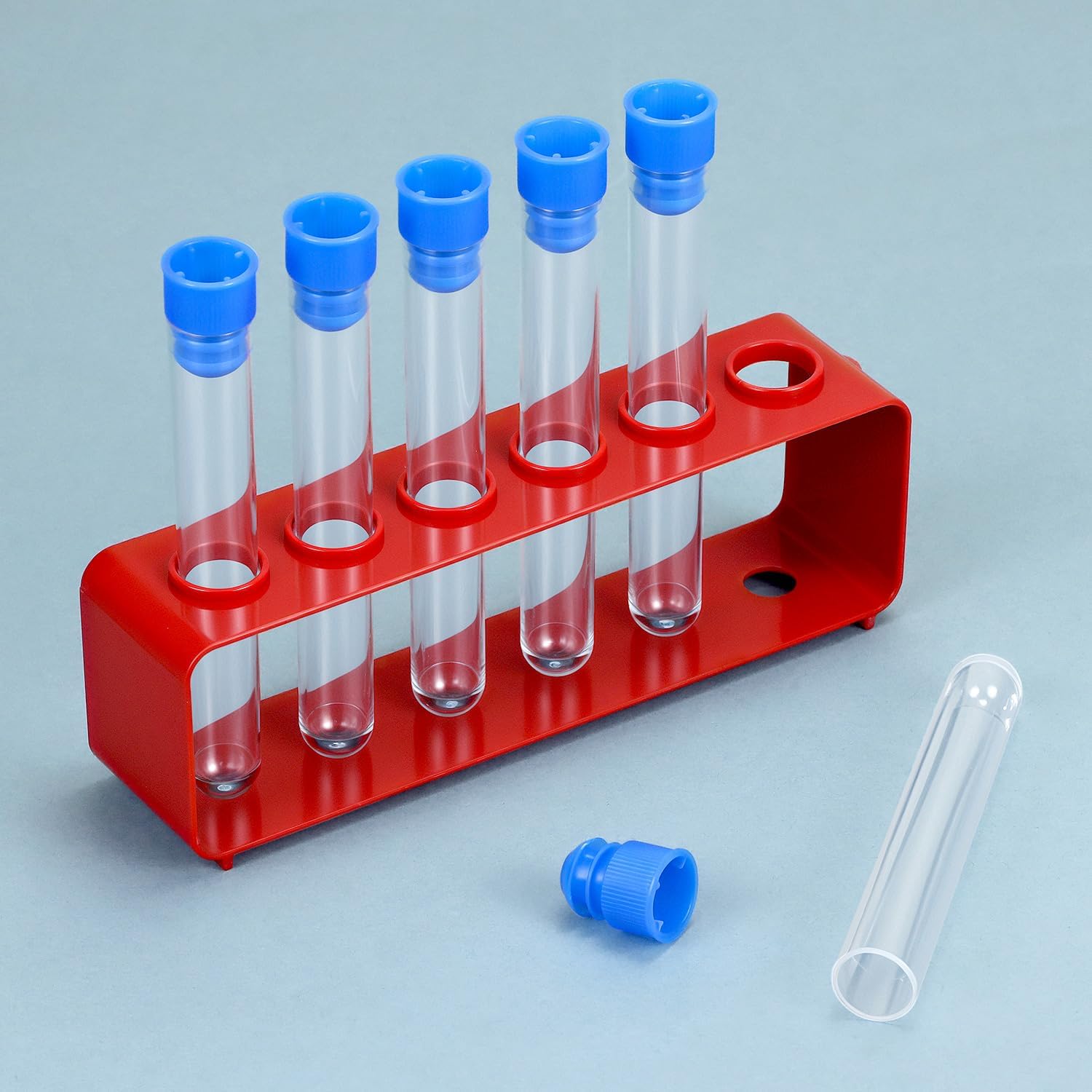 QWORK 2-Rack Laboratory Test Tube Set with Airtight Cap & 12 Transparent Scientific Test Tubes, Party Decorations Shot Tubes
