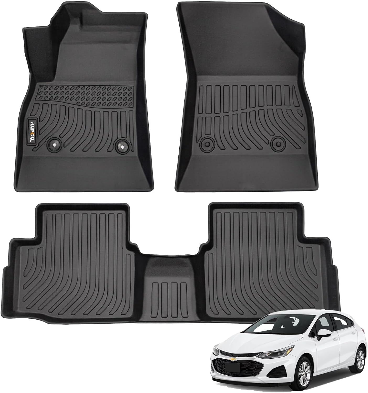 AIPOIL® Floor Mats for 2016-2019 Chevy Cruze (Not for 2016 Cruze Limited) Fits 1st & 2nd Row TPE All Weather Anti-Slip Floor Liners Full Set Custom Car Mats Accessories, Black 34) For Cruze 2016-2019 Floor Mats