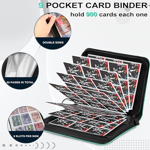 Miniatura 5 de Carpeta de tarjetas de béisbol, carpeta de accesorios para tarjetas coleccionables de 9 bolsillos, carpeta de tarjetas deportivas de 900 bolsillos