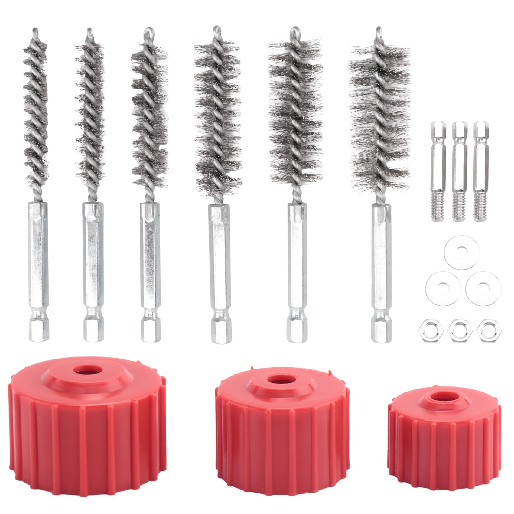 Qezodsx Copper Pipe Cleaner Set for Power Drill, Tube Cleaning Brush, Cleans Copper Pipes Tubes and Fittings for Soldering