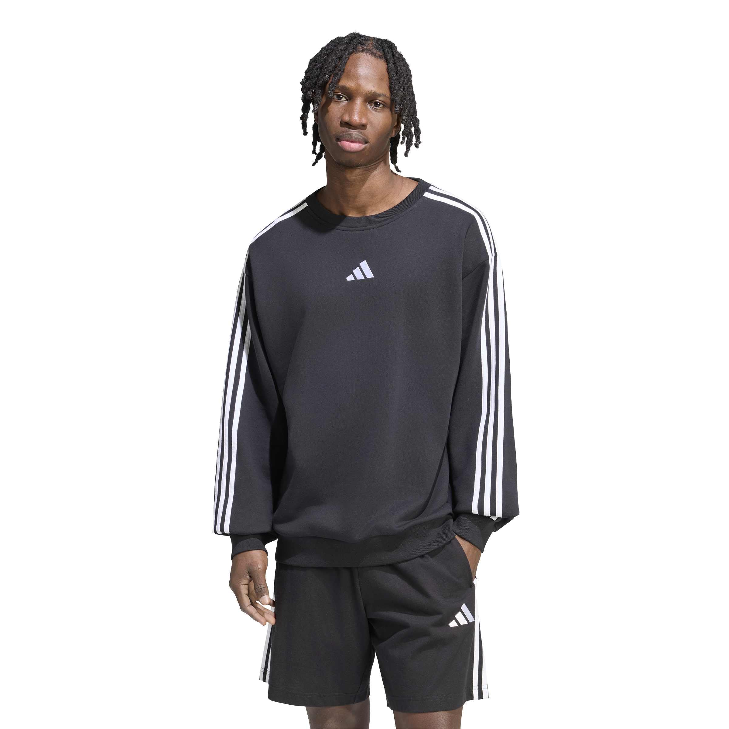 adidas Mezczyzni Essentials 3-Stripes French Terry Sweatshirt, black/white, 3XL