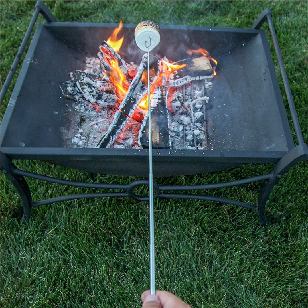 HMTE PZ Spiedini per Barbecue in Acciaio Inox Piatto Bastone per Barbecue Ago per Arrostire Barbecue con Manico in Legno Spiedini Forchette per Barbecue da Campeggio All'aperto (Borsa)