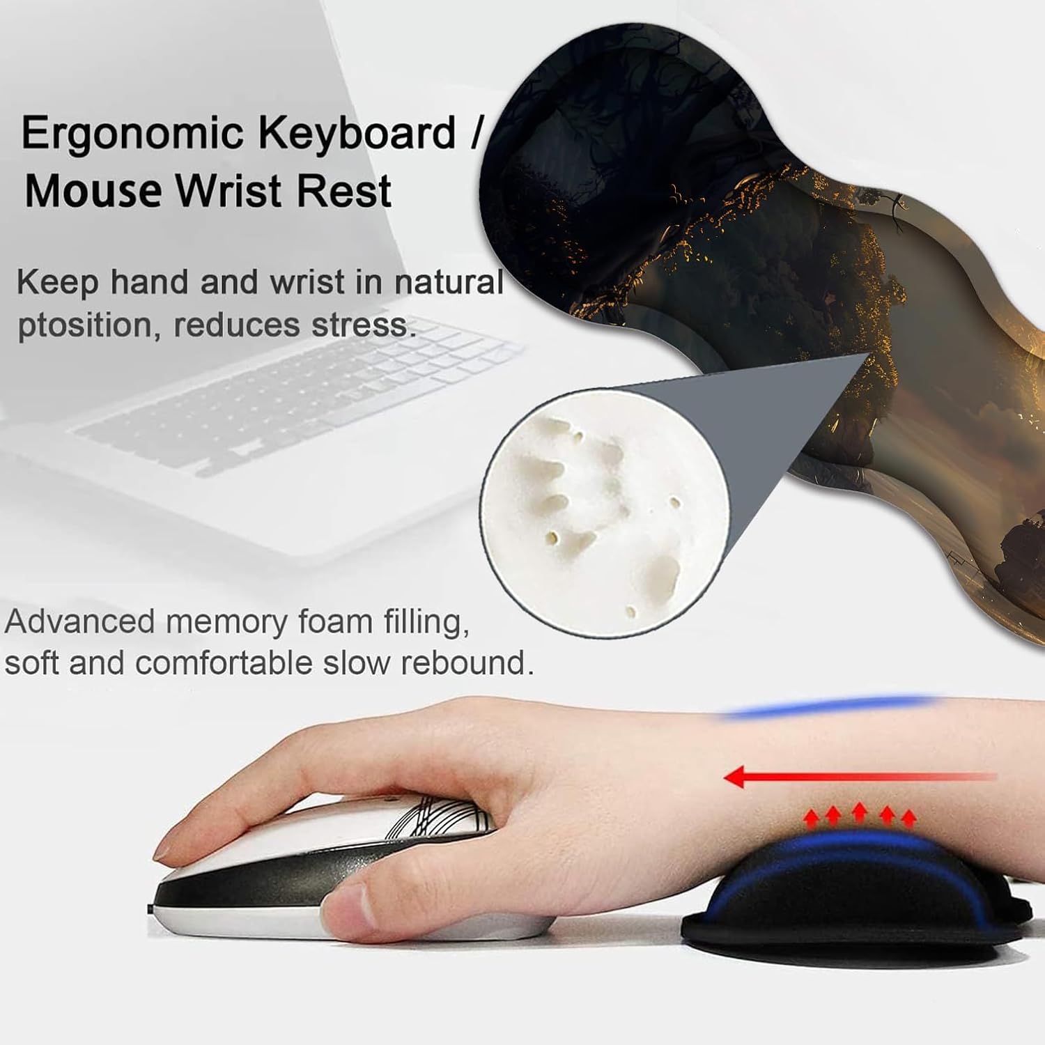 Large Gaming Mouse Pad, Keyboard Wrist Rest Pad + Mouse Wrist Pad + Coaster 4 in 1 Set, Extended Waterproof Non-Slip Desk Mat, Suitable for Office Home Learning Games, Pirate Ship