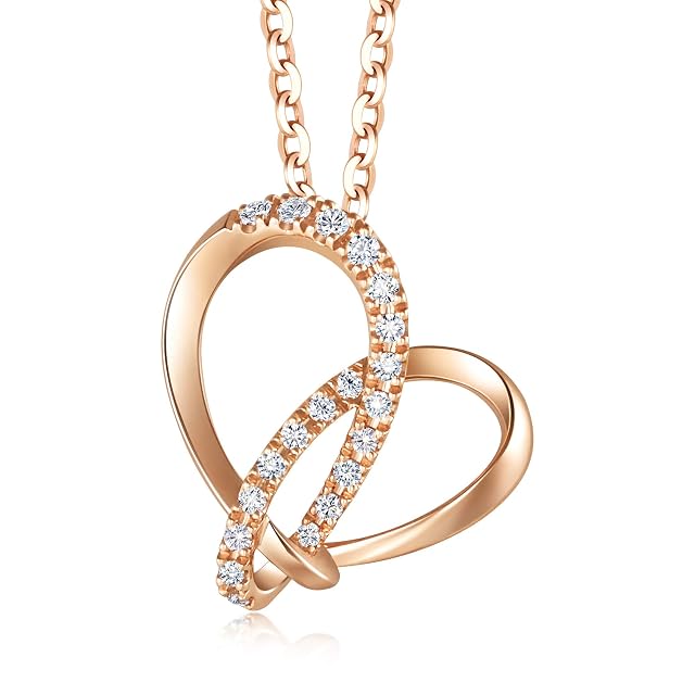 Chow Sang Sang CHOW SANG SANG PROMESSA 18K Rose Gold 0.11 Carat (G-H Color, SI Clarity) Diamond Love Knot Pendant for Women 92445P [Not Include the Necklace]