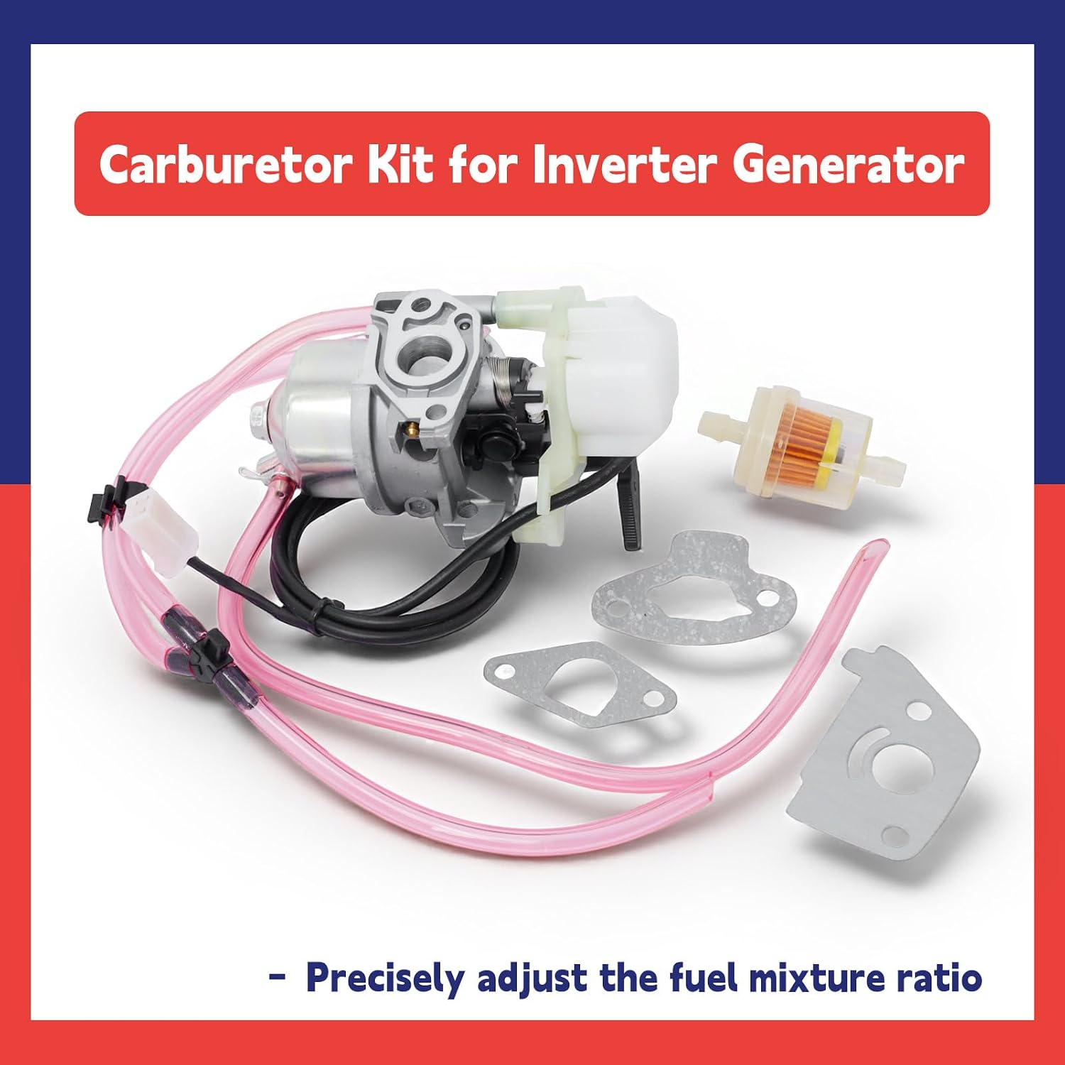 Carburetor Compatible with Predator Inverter Generator Surge 1400 Watt SKU# 71342, 59186, 57063 Carb Maintenance Kit with Gaskets and Fuel Line