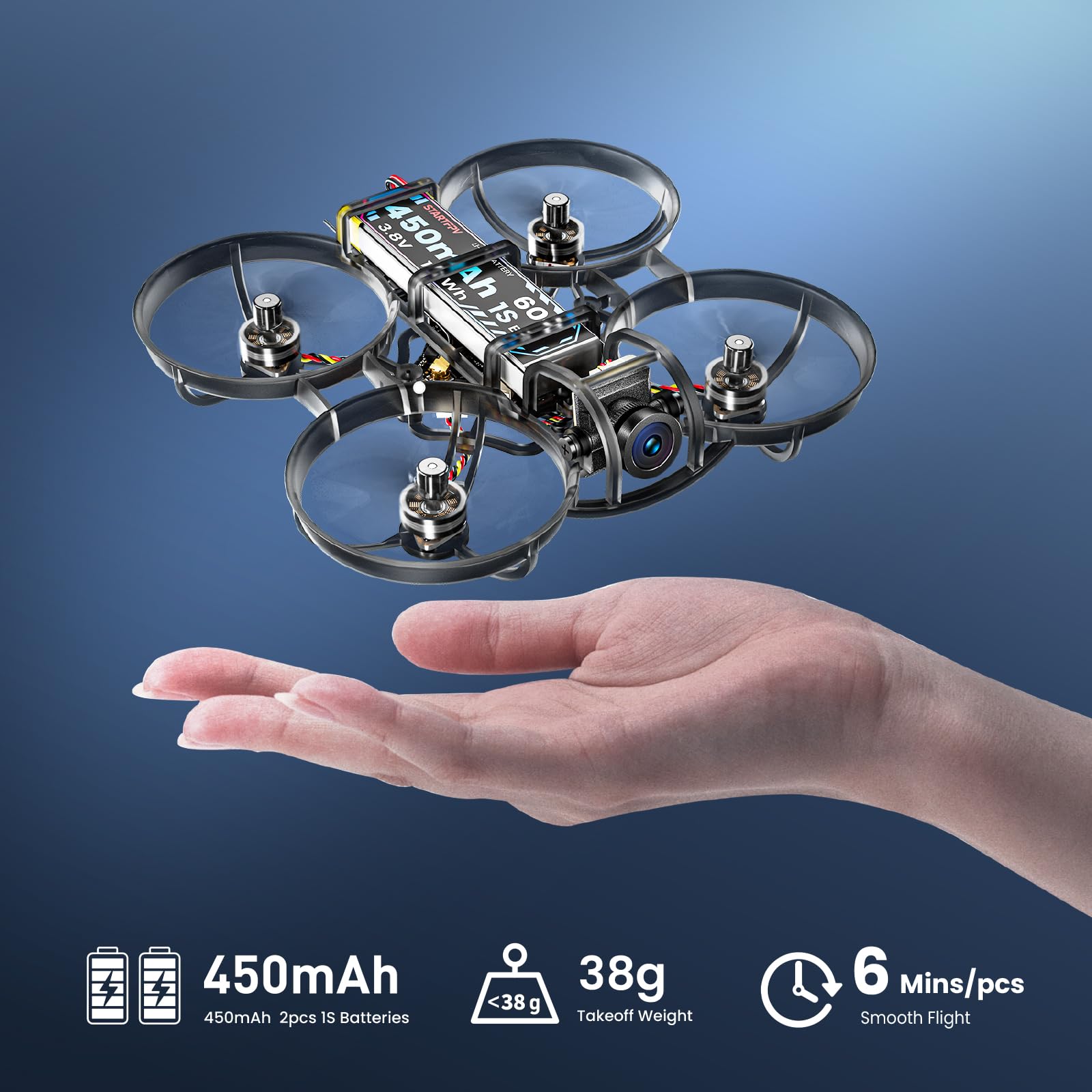 R8 ELRS Tiny Whoop Quadcopter,Ultralight 1S 80mm Micro FPV Drohne BNF mit 2 Batterien Fly12 Mins für FPV Freestyle Racing Indoor,Matrix G4 5IN1 FC,FOV160 °,0802 20000KV Brushless Motor