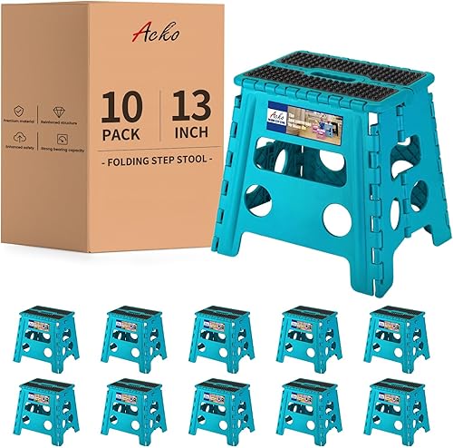 Miniatura 39 de ACKO Taburete plegable – Taburete plegable de alta calidad de 13 pulgadas de altura para niños y adultos, taburete de cocina, jardín, baño, 10