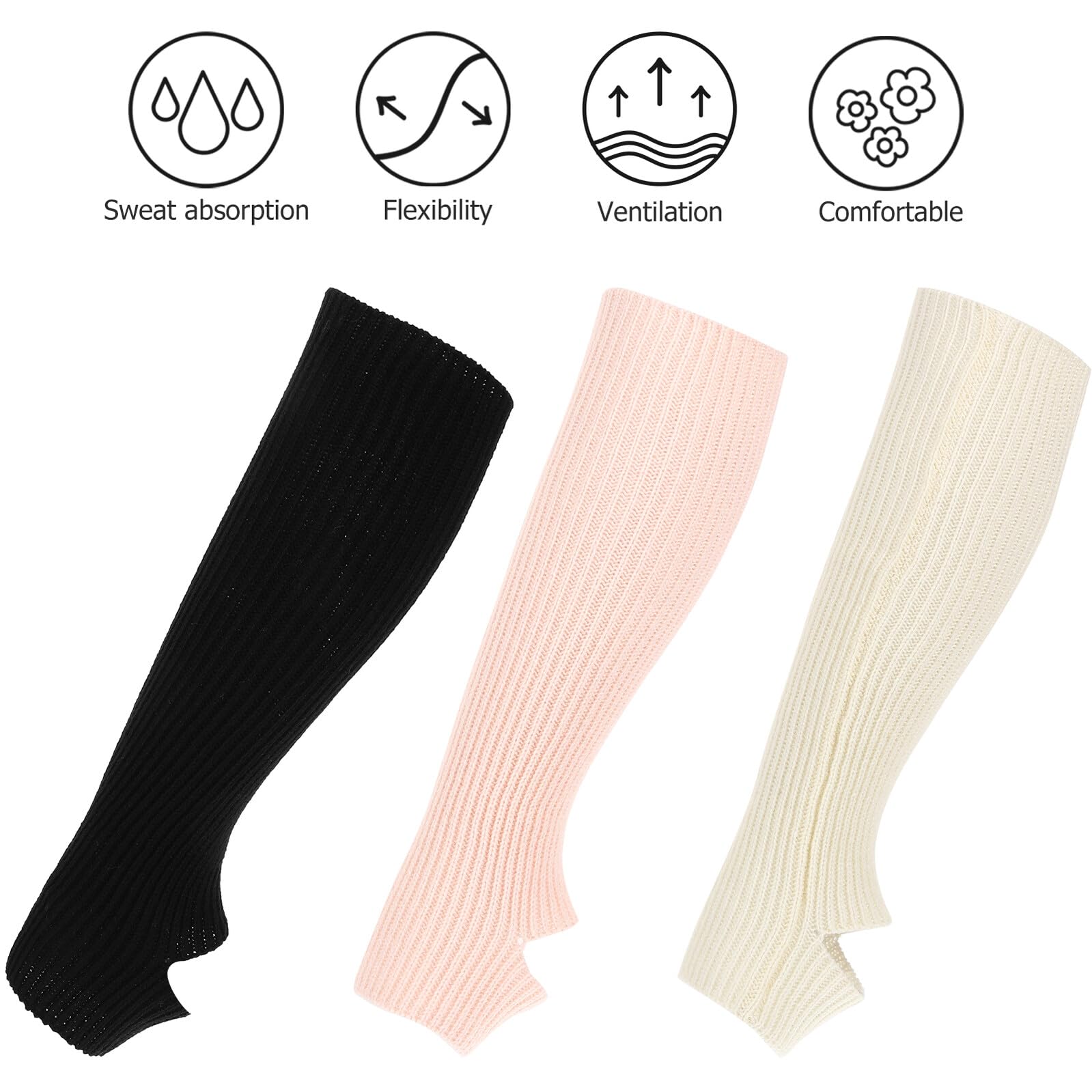 Healeved Calentadores de Piernas Largos de Punto para Mujer 3 Pares y Nude Calentadores Térmicos para Ballet Yoga y Baile en Invierno y Otoño